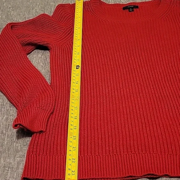 EUC J. Crew Cotton Cashmere Red Sweater Medium - Picture 5 of 5